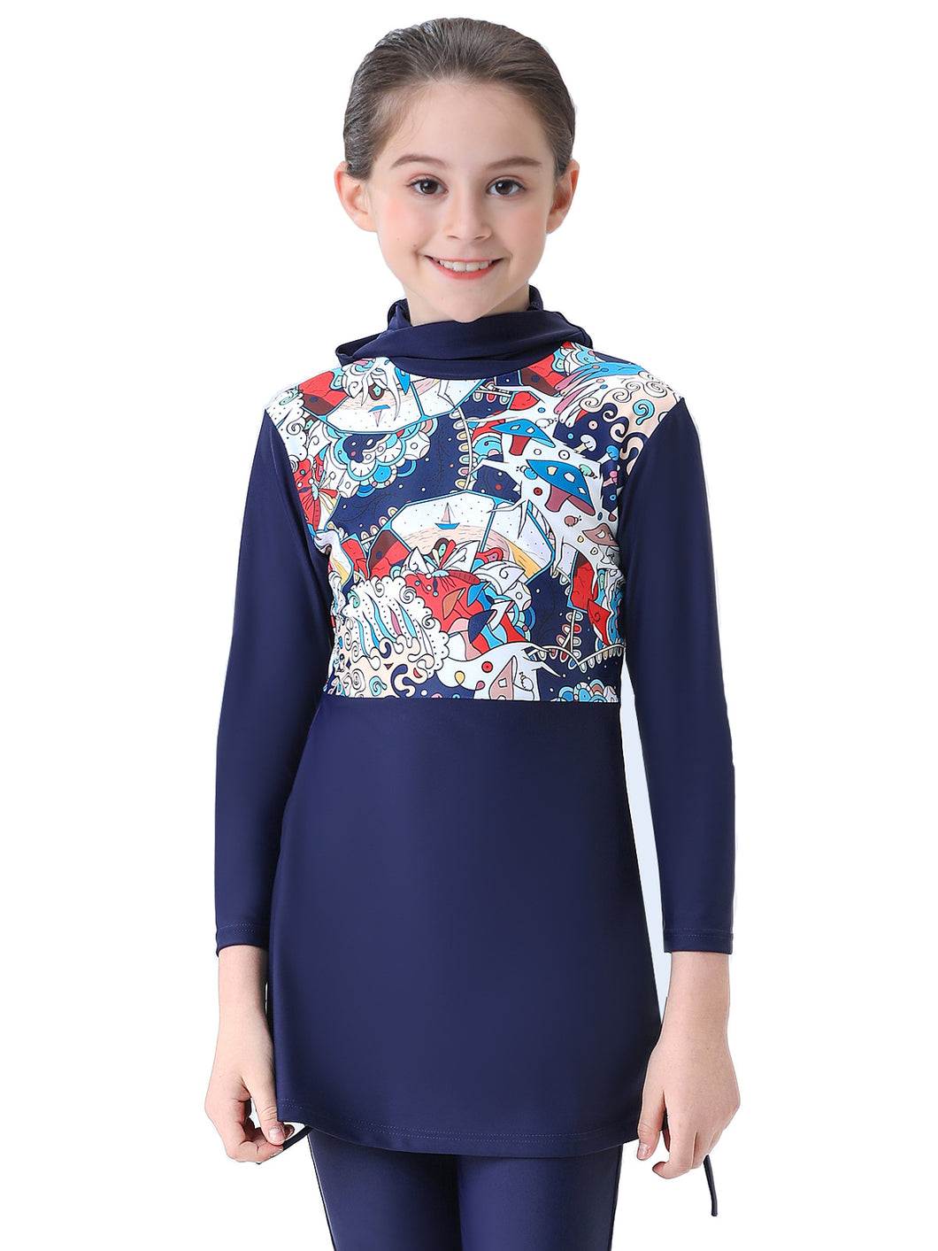 Full covered Modest  Muslim Swimwear Burkini For Girl Blue