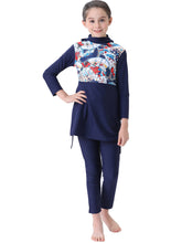 Load image into Gallery viewer, Full covered Modest  Muslim Swimwear Burkini For Girl Blue
