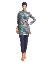 Load image into Gallery viewer, Green  Floral  Print Modest  Muslim Swimwear Burkini
