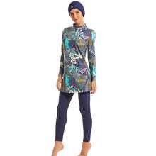 Load image into Gallery viewer, Green  Floral  Print Modest  Muslim Swimwear Burkini
