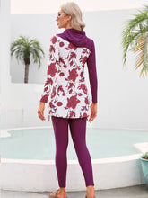 Load image into Gallery viewer, Purple Flower Print Muslim Swimwear Burkini with Hijab
