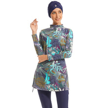 Load image into Gallery viewer, Green  Floral  Print Modest  Muslim Swimwear Burkini
