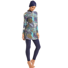 Load image into Gallery viewer, Green  Floral  Print Modest  Muslim Swimwear Burkini
