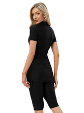 Load image into Gallery viewer, CROP Short Muslim Swimwear Womens Modest Muslim Swimsuit Burkini With Front Zip Black
