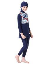 Load image into Gallery viewer, Full covered Modest  Muslim Swimwear Burkini For Girl Blue
