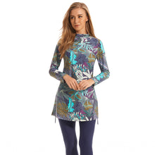 Load image into Gallery viewer, Green  Floral  Print Modest  Muslim Swimwear Burkini
